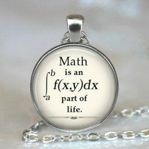 Silver Math is Integral Cabochon Pendant Necklace